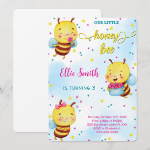 Invitation d'anniversaire abeille aquarelle