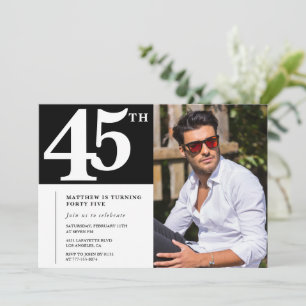 Invitation d'anniversaire adulte 45 ans Chic Photo
