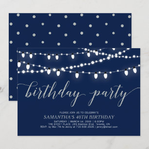 Invitation d'anniversaire adulte   Argent et Nuit