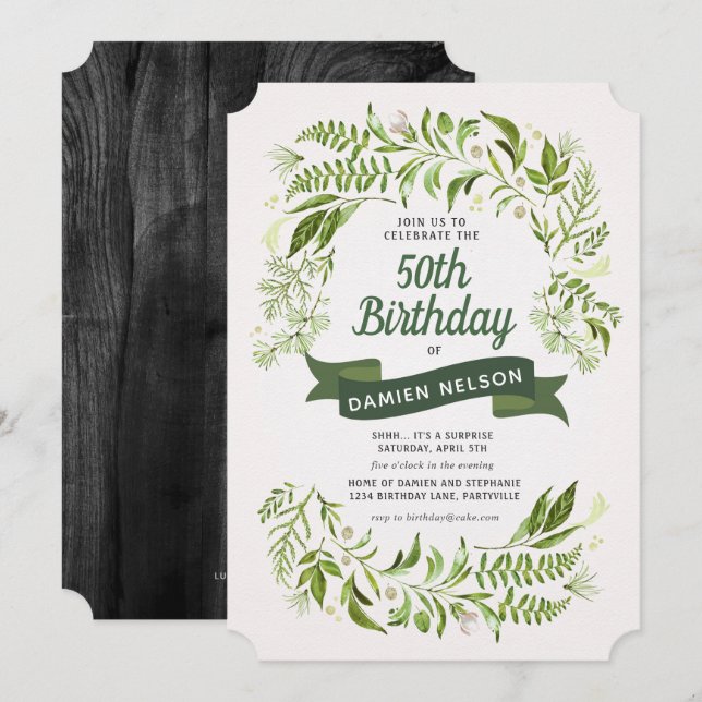 Invitation d'anniversaire adulte Bannière de jalon (Devant / Derrière)