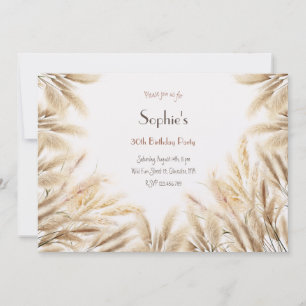 Invitation d'anniversaire adulte herbe de pampa bo