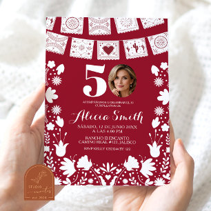 Invitation d'anniversaire adulte Rouge Cielito Lin