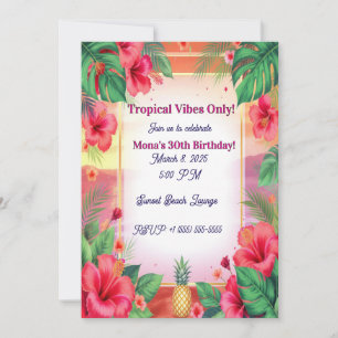 Invitation d'anniversaire adulte Tropical Hibiscus