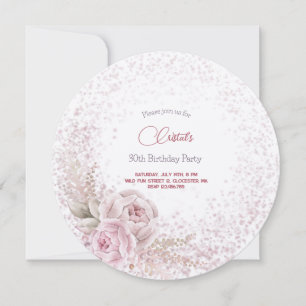 Invitation d'anniversaire adultes roses rose paste