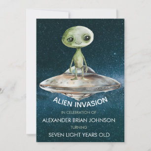 Invitation d'anniversaire Alien Invasion Outer Spa