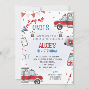 Invitation d'anniversaire ambulance Premier interv