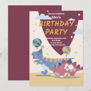Invitation d'anniversaire amusante avec un dinosau