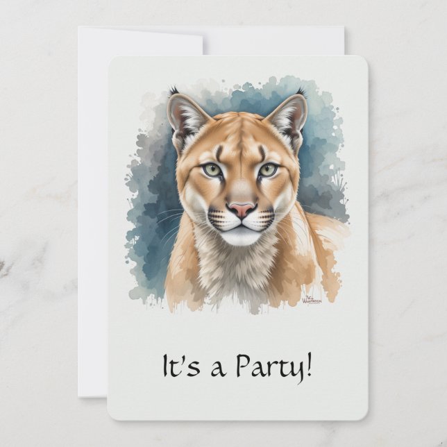 Invitation d'anniversaire amusante "Cougar" pour l (Devant)