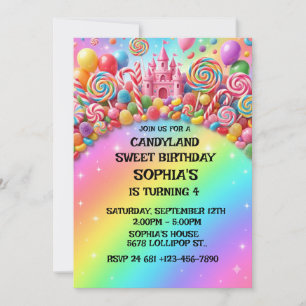 Invitation d'anniversaire amusante de Candyland po