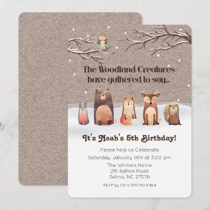 Invitation d'anniversaire Animaux de la forêt