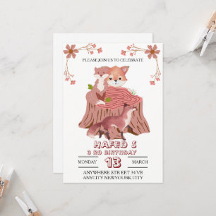 Invitation d'anniversaire Animaux de la forêt : Fo