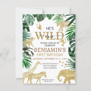 Invitation d'anniversaire Animaux de Safari Jungle