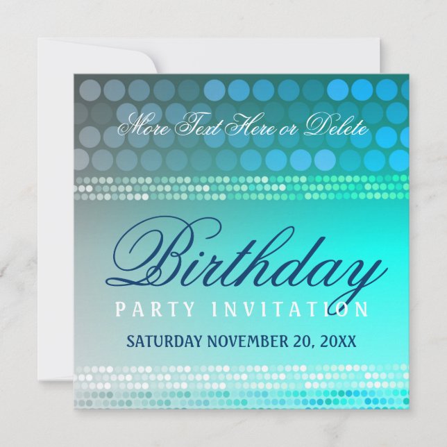 Invitation d'anniversaire Aqua Blue Funky Dance Pa (Devant)