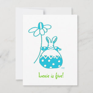 invitation d'anniversaire Aqua Daisy Bunny