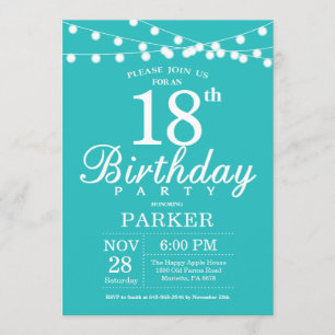 Invitation d'anniversaire Aqua Turquoise Turquoise