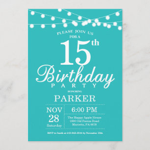 Invitation d'anniversaire Aqua Turquoise Turquoise