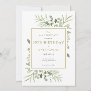 Invitation d'anniversaire aquarelle de verdure pou