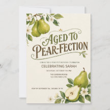 Invitation d'anniversaire aquarelle Poire vieillie
