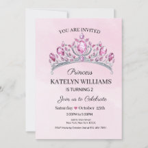 Invitation d'anniversaire aquarelle Princesse Rose