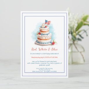 Invitation d'anniversaire aquarelle rouge blanc et