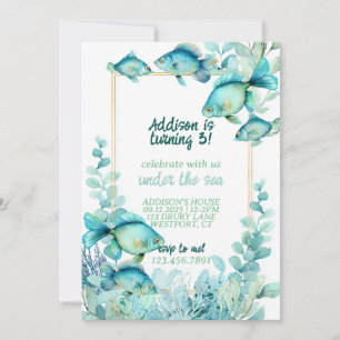 Invitation d'anniversaire aquarelle sous la mer