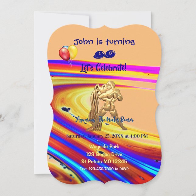Invitation d'anniversaire Aquarius 20-01/2-18 (Devant)