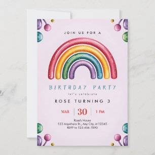 Invitation d'anniversaire Arc-en-ciel – Enfants Co
