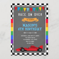 Invitation d'anniversaire arc-en-ciel et voiture d
