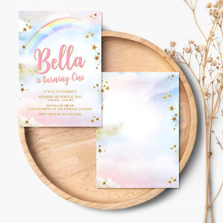 Invitation d'anniversaire Arc-en-ciel Pastel Color