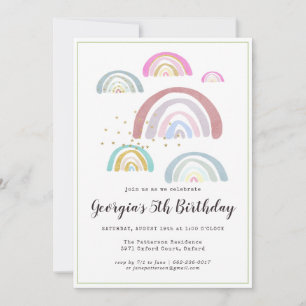 Invitation d'anniversaire arc-en-ciel pour enfants