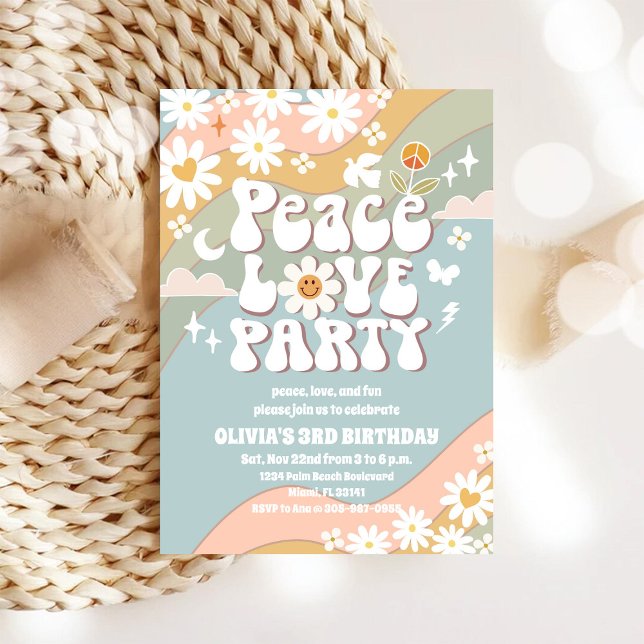 Invitation d'anniversaire Arc-en-ciel Rétro (Créateur téléchargé)