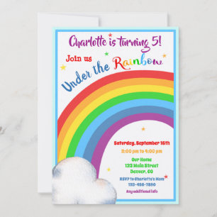 Invitation d'anniversaire Arc-en-ciel Sous l'arc-e