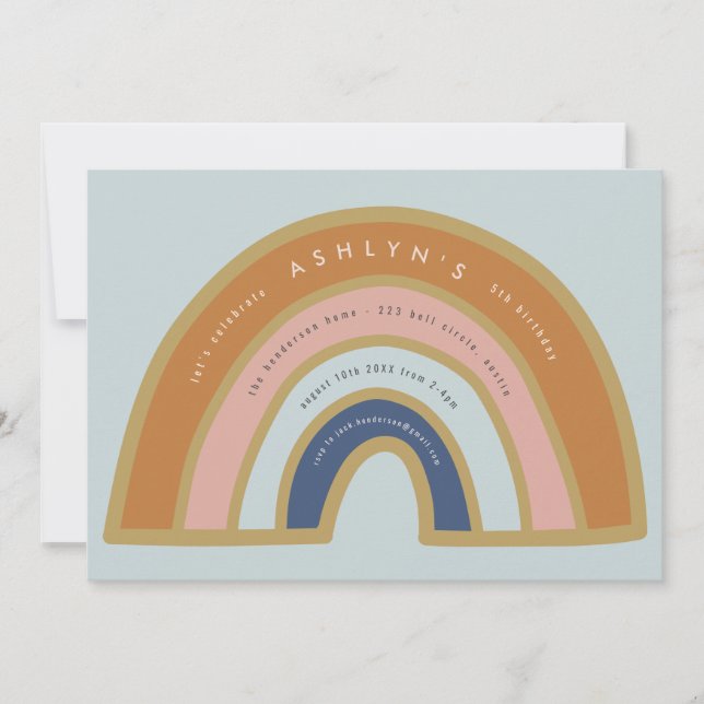 Invitation d'anniversaire arc-en-ciel vintage (Devant)