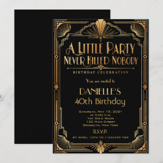 Invitation d'anniversaire Art Déco inspirée du Gat