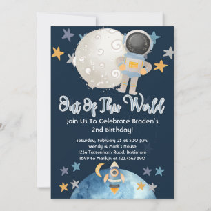 Invitation d'anniversaire Astronaute Espace Bleu G
