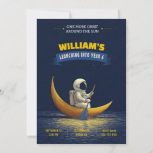 Invitation d'anniversaire Astronaute Lune Espace