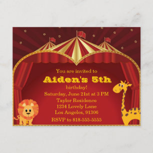 Invitation d'anniversaire au cirque pour enfants