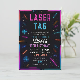 Invitation d'anniversaire au Neon Laser Tag
