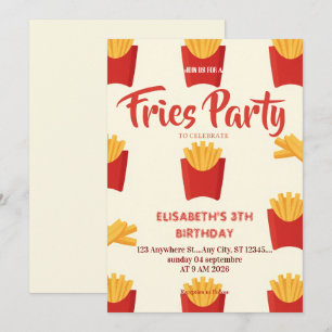 Invitation d'anniversaire au restaurant Frites