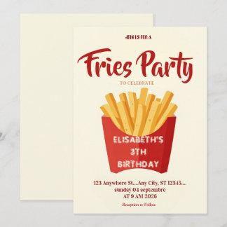 Invitation d'anniversaire au restaurant Frites