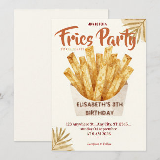 Invitation d'anniversaire au restaurant Frites