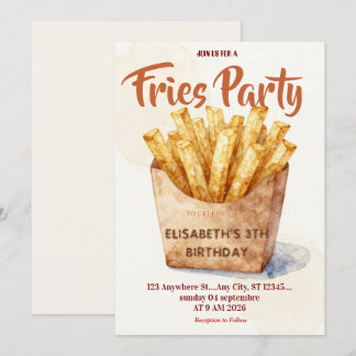 Invitation d'anniversaire au restaurant Frites