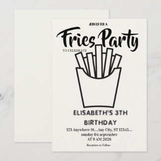 Invitation d'anniversaire au restaurant Frites