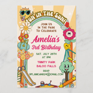 Invitation d'anniversaire au terrain de jeu rétro