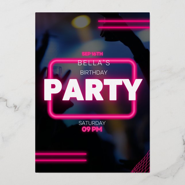 Invitation d'anniversaire audacieuse et brillante  (Recto)