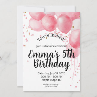 Invitation d'anniversaire aux ballons pastel