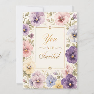 Invitation d'anniversaire aux florales de pensée m