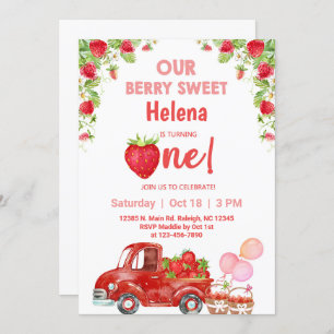 Invitation d'anniversaire aux fraises de baies suc