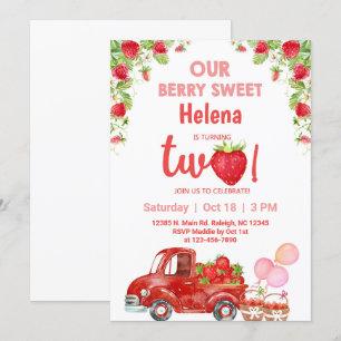 Invitation d'anniversaire aux fraises de baies suc