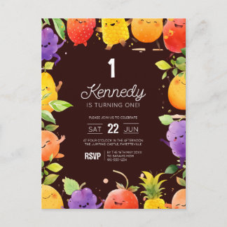 Invitation d'anniversaire aux fruits mignons
